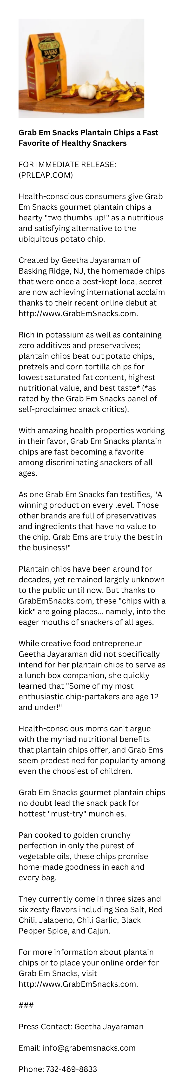 Press Release Writing for Snack Food Company