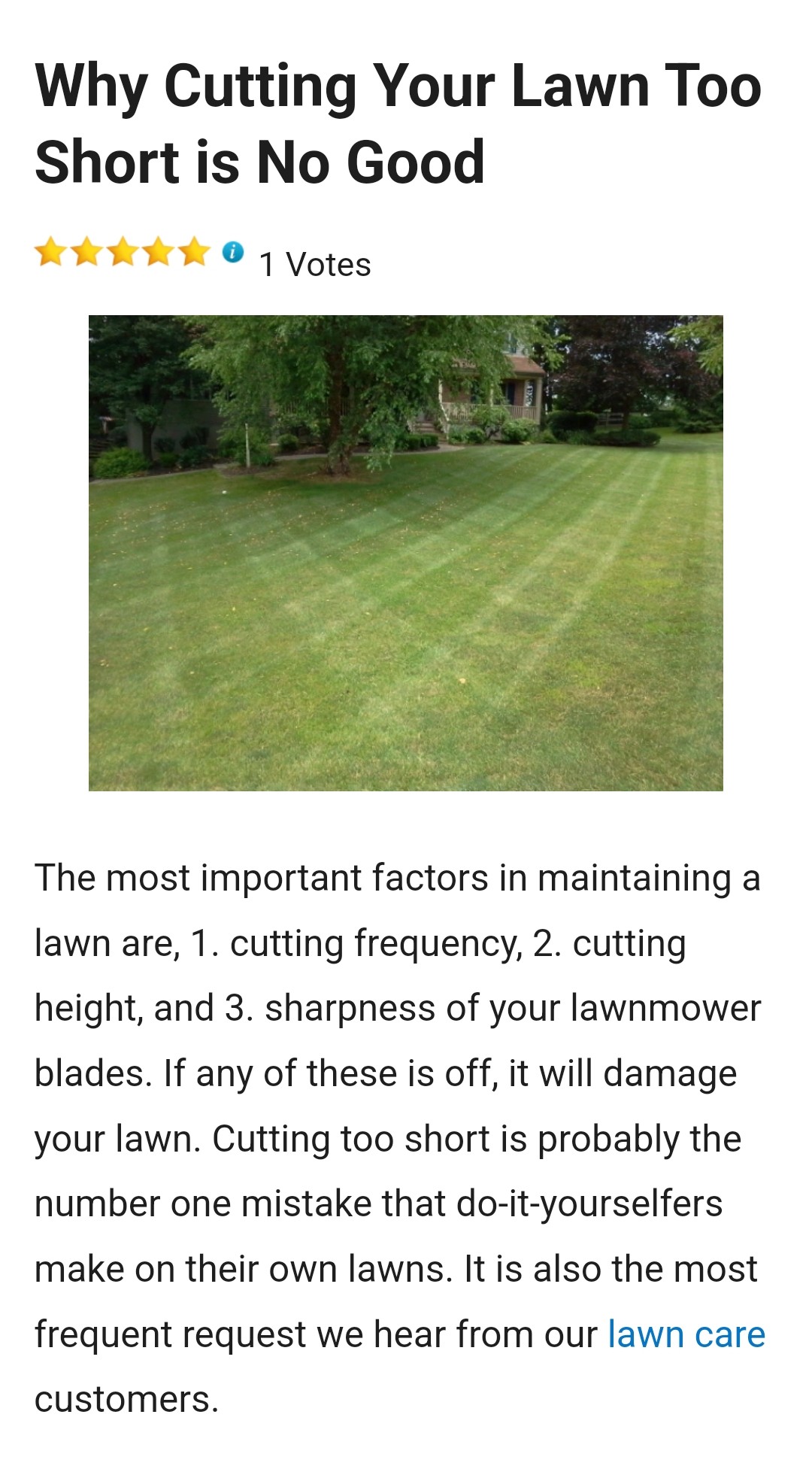 Blog Article for Lawn Care Company