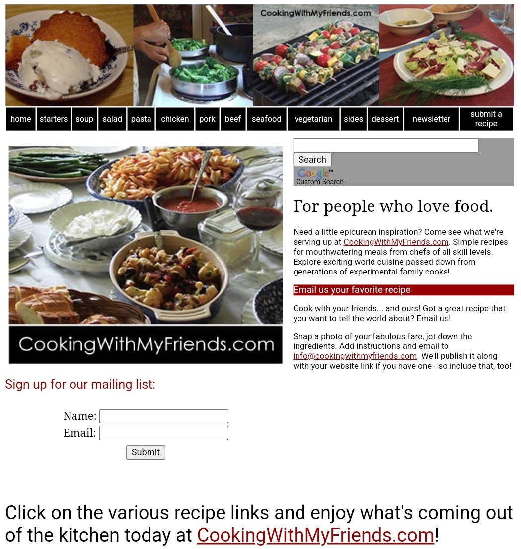 Cooking Website Design Sample