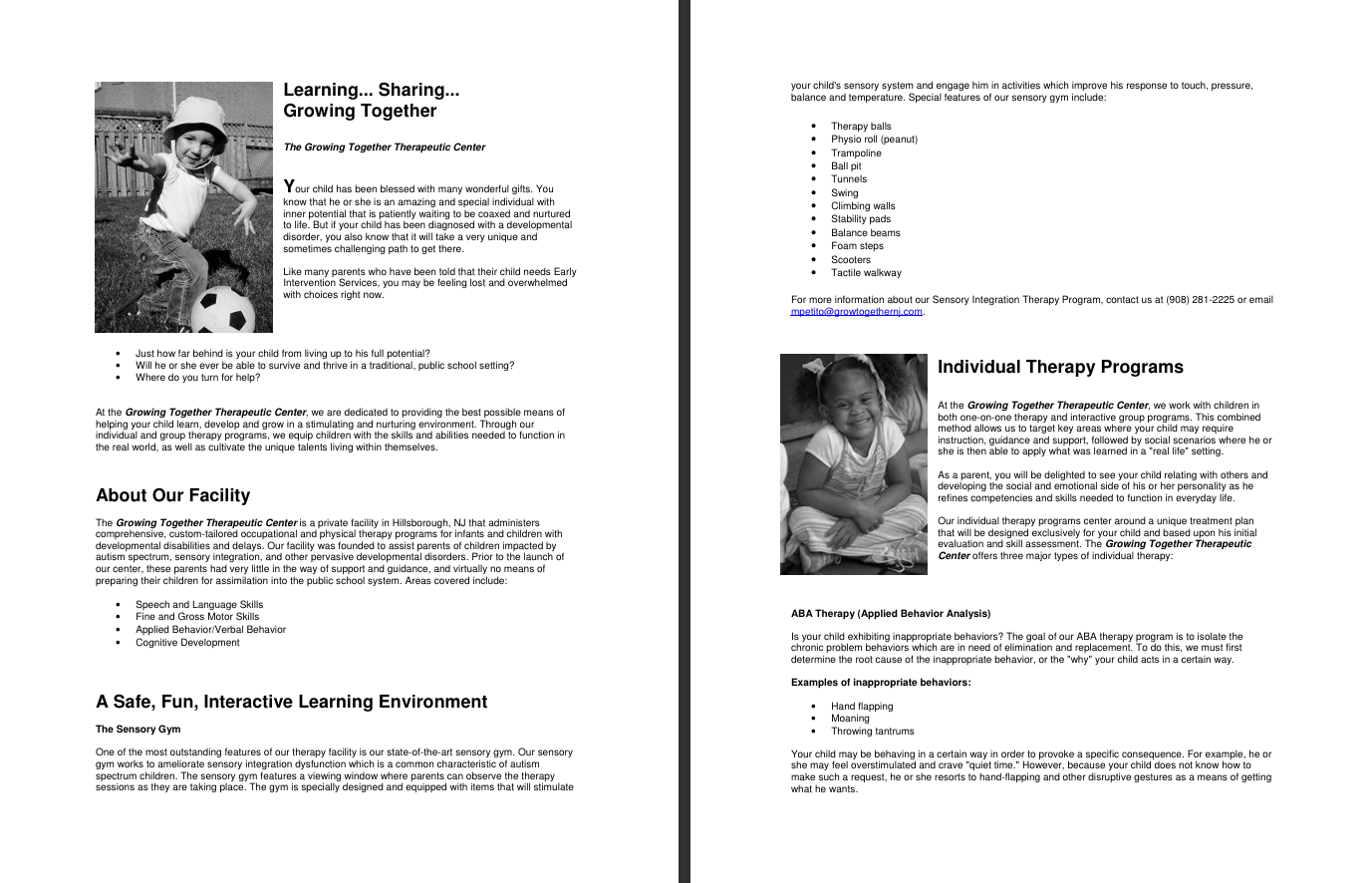 Brochure Copywriting for Developmental Therapy Center