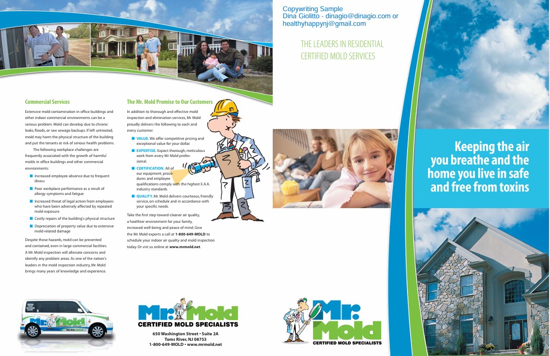 Brochure Copywriting Sample for a Mold Remediation Company