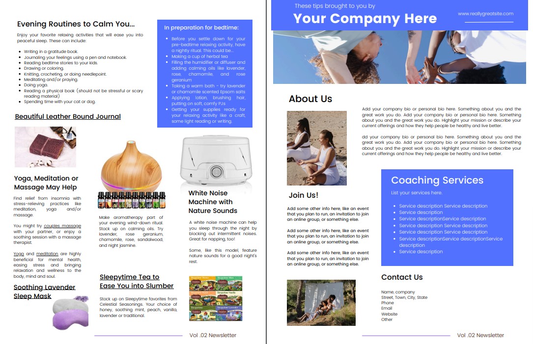 Wellness Newsletter Copywriting and Design in Canva