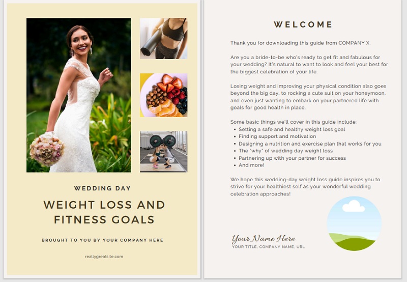 Weight Loss Guide for the Wedding Niche Writing Sample