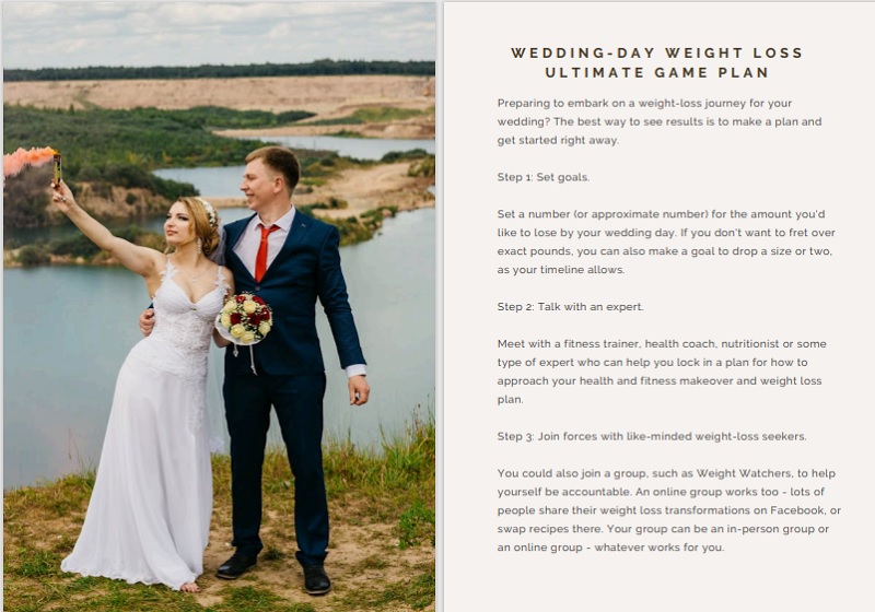 Wedding Weight Loss Guide Writing Sample 3 Canva Design 